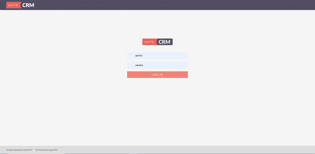 SuiteCRM Login Screen