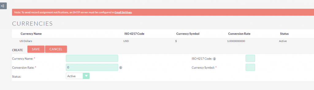 SuiteCRM Currency