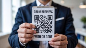 Create QR Code for Your Business - Professional Woman Scanning QR Code to Grow Business