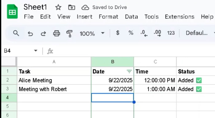 Add Tasks in Your Google Sheet 