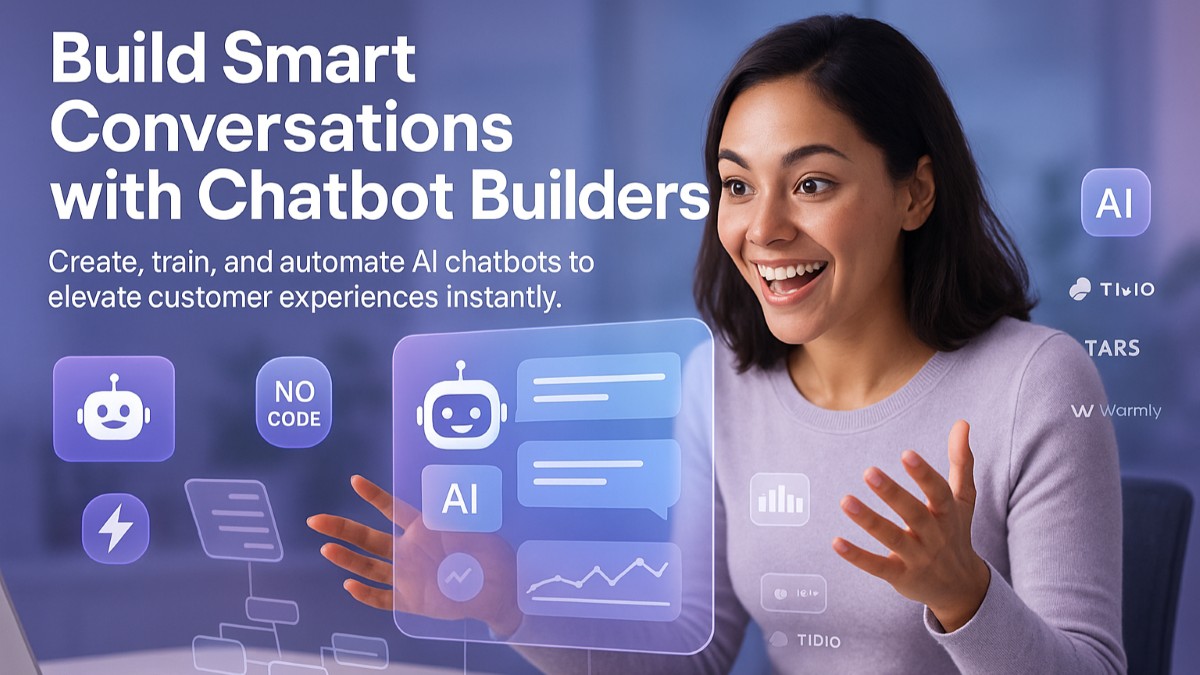 Ultra realistic image showing a user creating AI chatbots using a modern chatbot builder platform