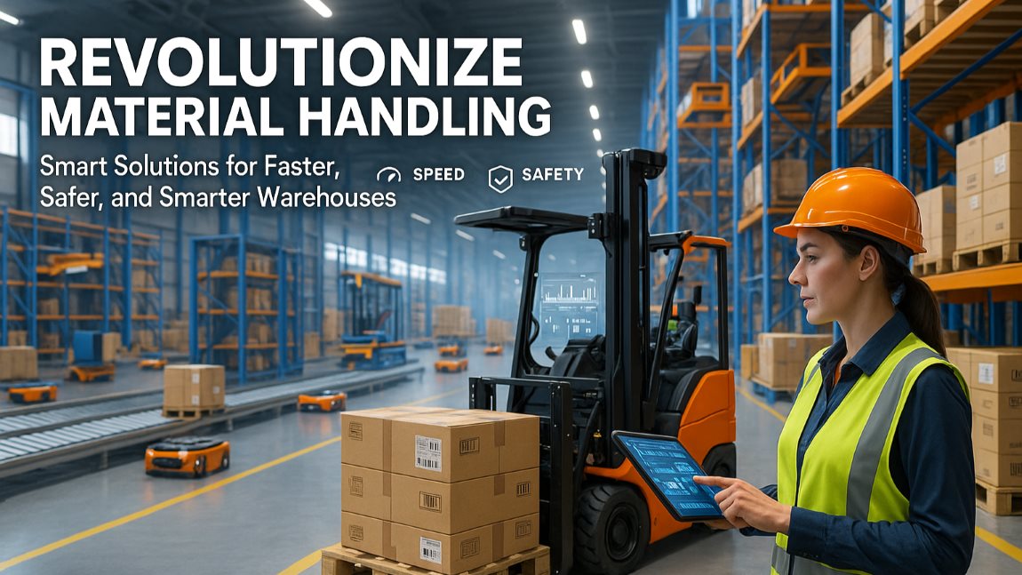 Smart warehouse professional managing automated material handling with forklifts, conveyors, and robotic shuttles for efficient storage and inventory control