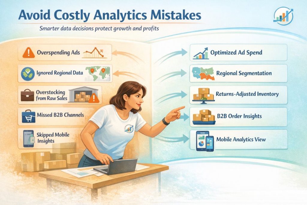 Amazon profits protection by avoiding common analytics mistakes like ad overspend inventory errors and missed data insights