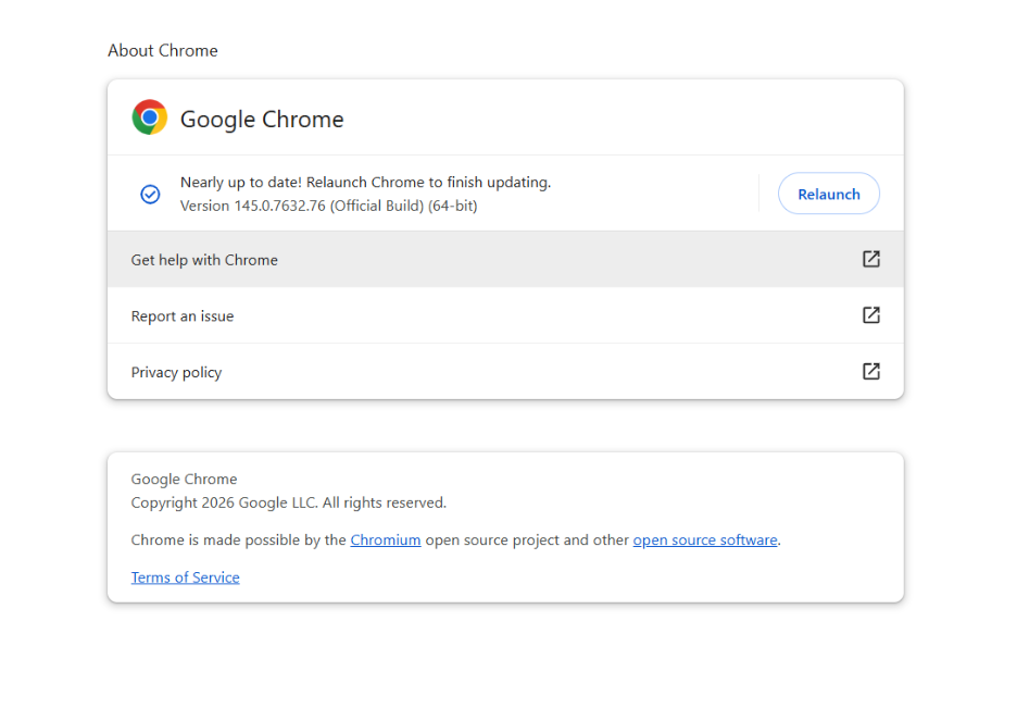 Update Google Chrome