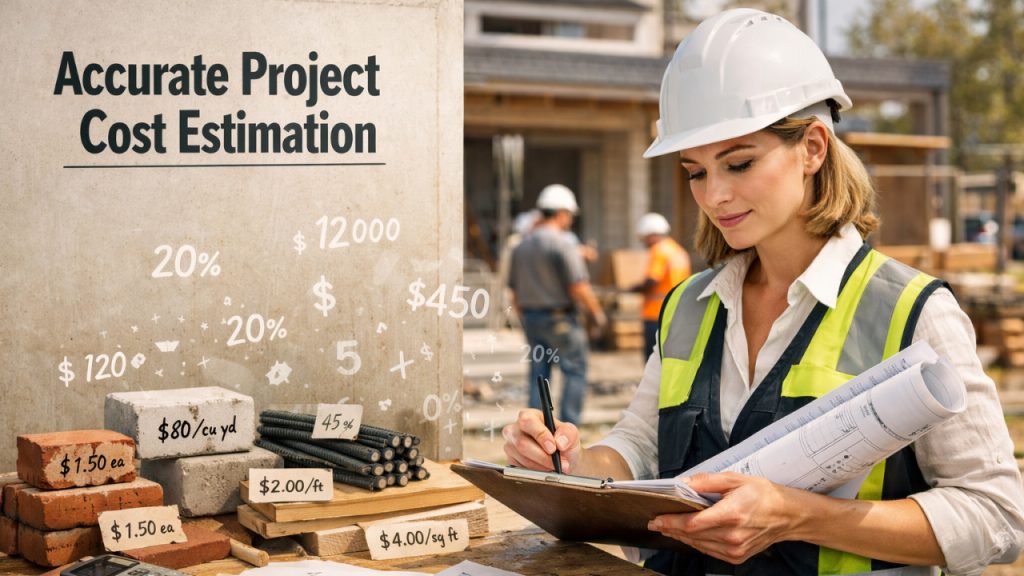 Digital tools for construction showing estimation and budgeting software for project cost planning