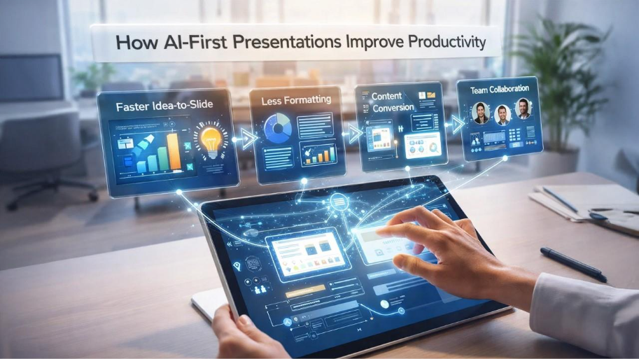How AI-first presentations improve productivity by automating slide creation and saving time