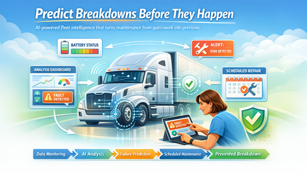 AI in fleet management predicting truck maintenance issues using real-time data analytics and smart vehicle monitoring technology