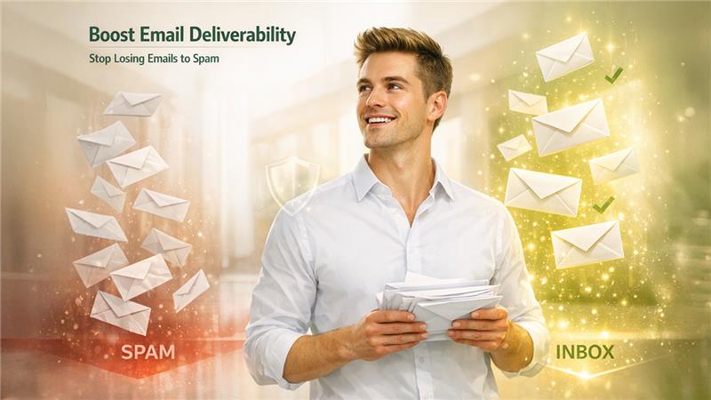 Email marketing services dashboard showing deliverability metrics and inbox placement tools