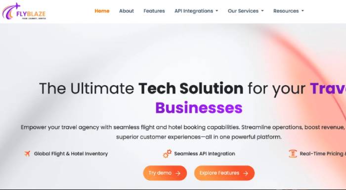 FlyBlaze white-label travel booking platforms for agencies