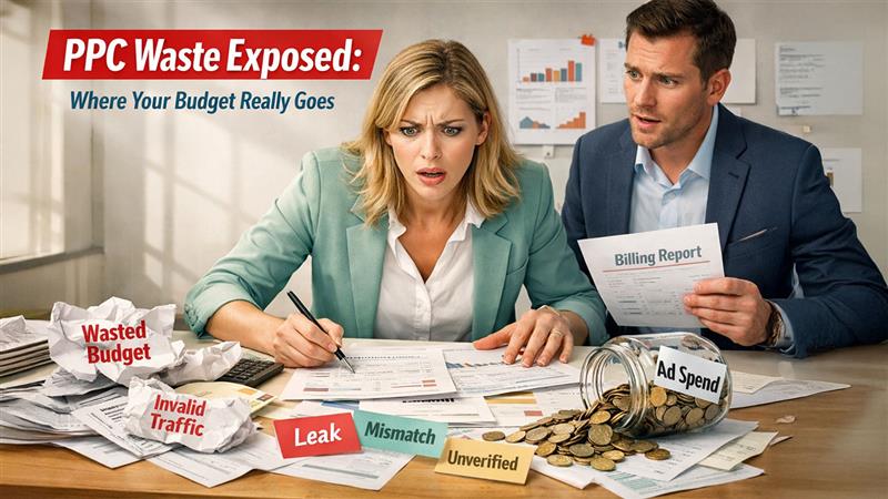 Finance team analyzing PPC waste and billing accuracy data on dashboard to track ad spend and reduce budget inefficiencies