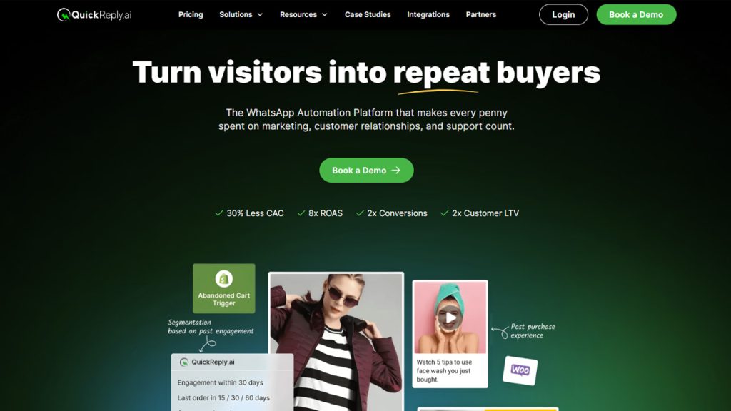 QuickReply WhatsApp automation software interface for eCommerce marketing and customer engagement