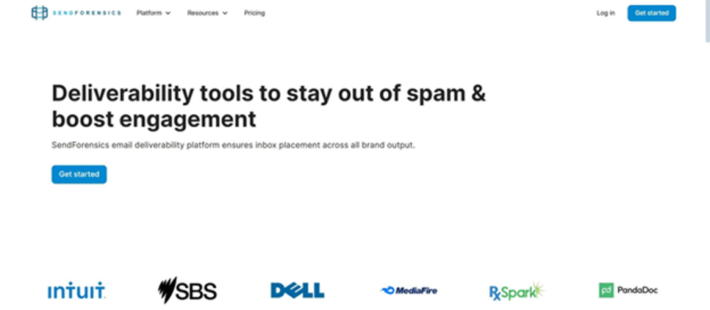 SendForensics email marketing services platform showing deliverability analysis and email scoring dashboard