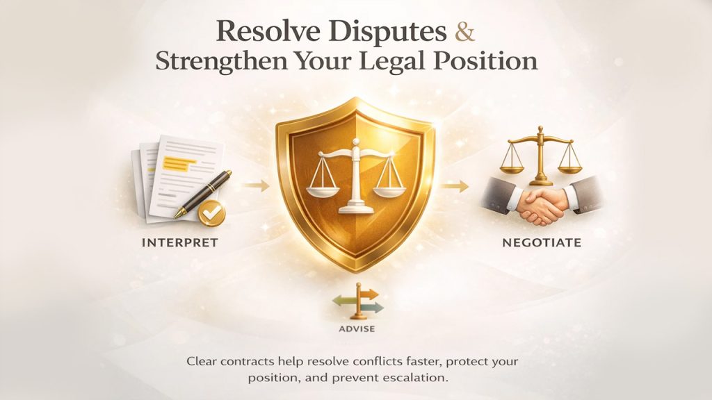 Business contract lawyer helping resolve disputes and strengthen legal position