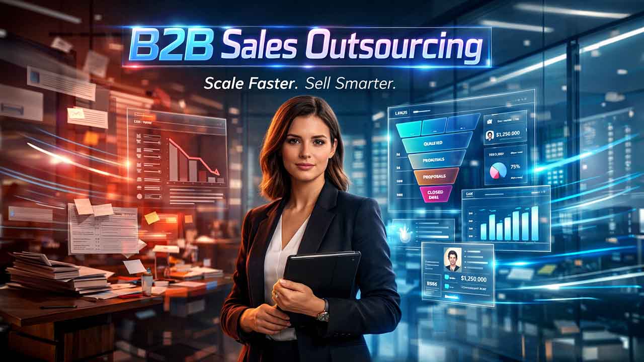 B2B sales outsourcing strategy showing outsourced sales team managing lead generation and pipeline growth