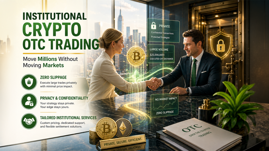 Benefits of a crypto OTC trading platform including reduced slippage, deep liquidity, privacy, and institutional trade execution.