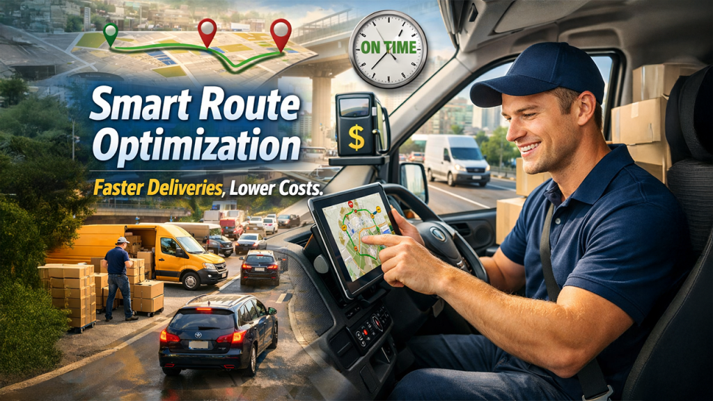 Courier software optimizing delivery routes to reduce fuel costs and improve efficiency