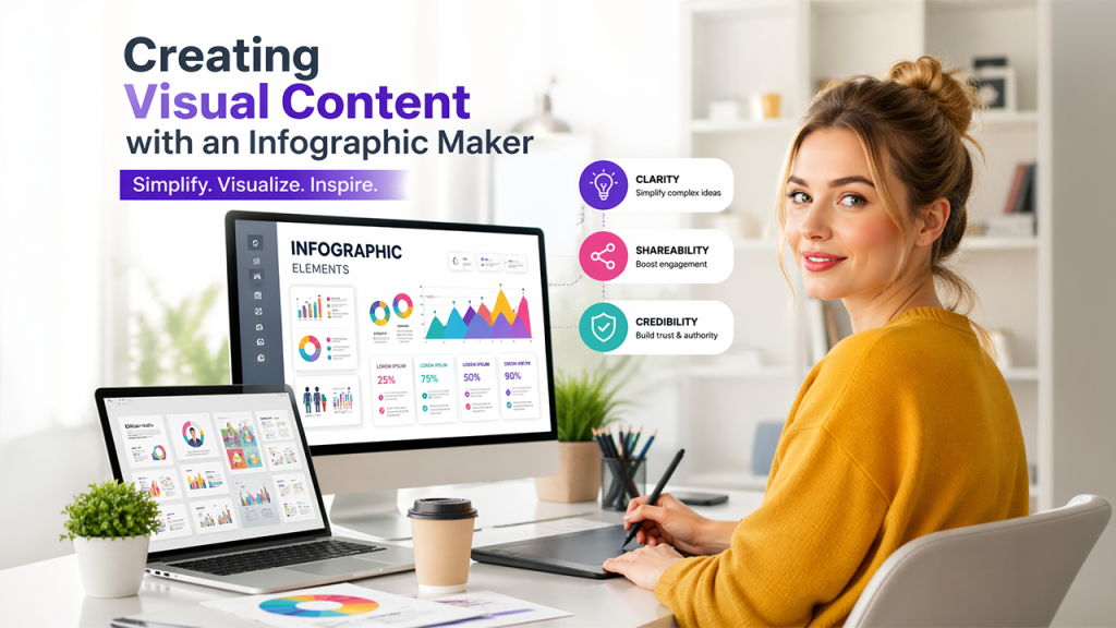 Creating visual content using an infographic maker to present data clearly and improve digital productivity