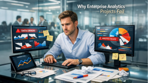 Illustration of Enterprise Analytics Projects challenges and reasons for failure in organizations