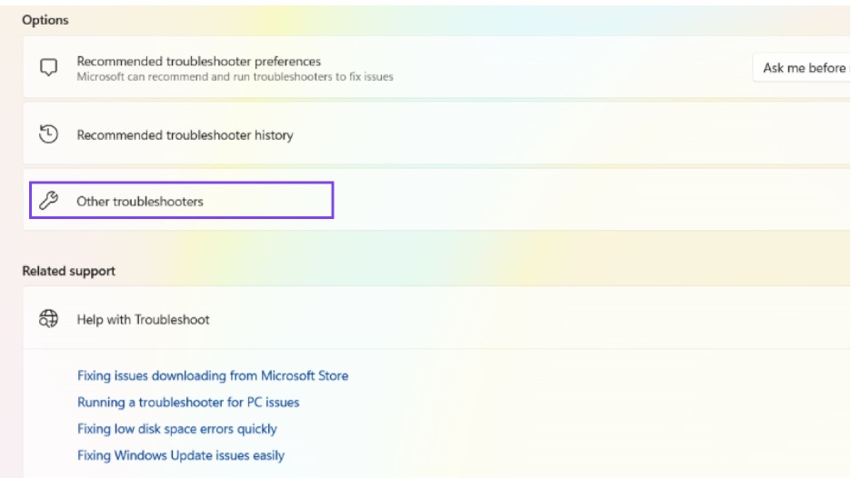 Other Troubleshooters