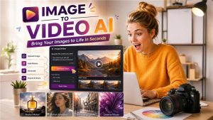 Image-to-video-AI transforming a still image into animated motion through AI video generation