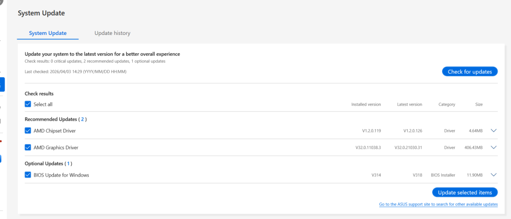 Update everything in the ASUS App