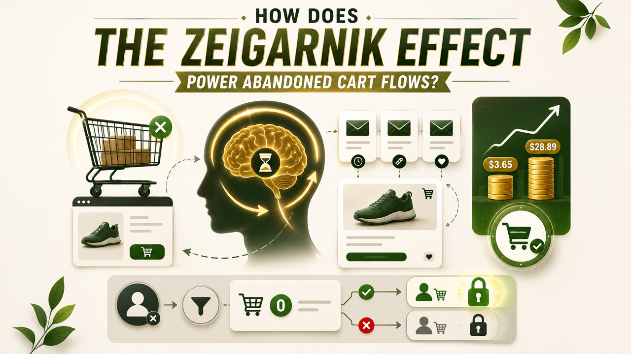 How does the Zeigarnik effect power abandoned cart flows