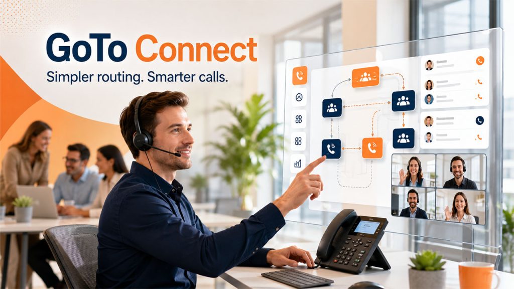 GoTo Connect cloud business phone system with simplified call routing and administration tools for growing teams