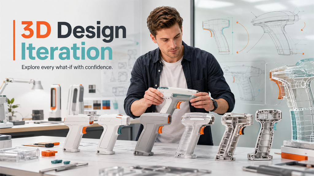 Using 3D modeling tools to test quick what-if design changes during early product development