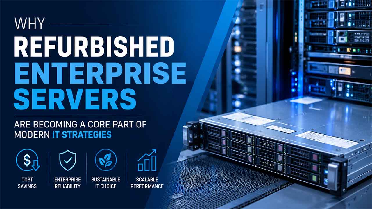 Refurbished Enterprise Servers in a modern data center supporting cost-effective and sustainable IT infrastructure