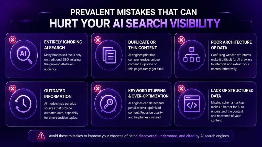 What Are the Prevalent Mistakes That Can Hurt Your AI Search Visibility