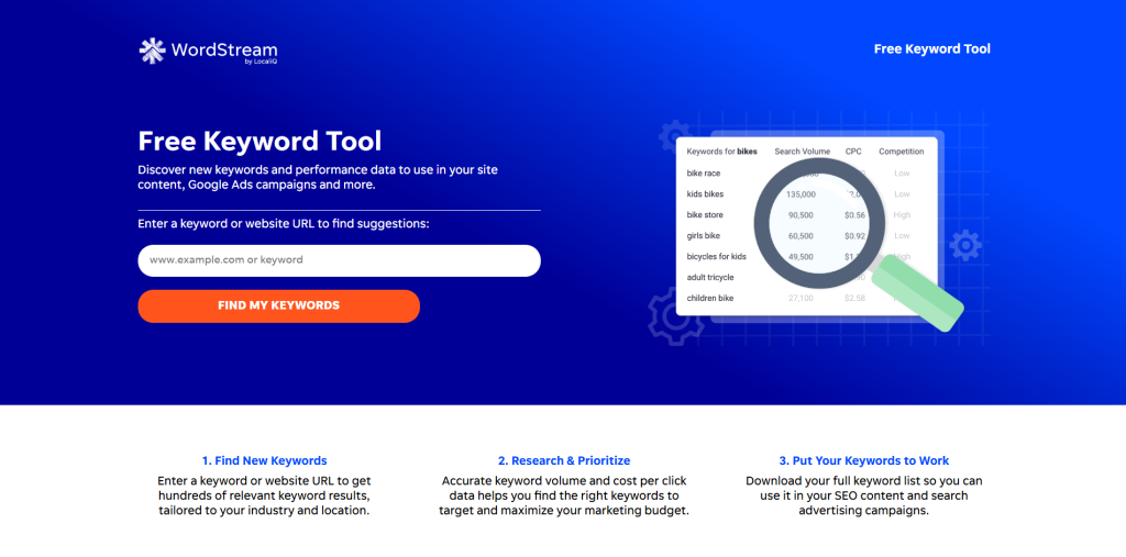 WordStream’s Free Keyword Tool