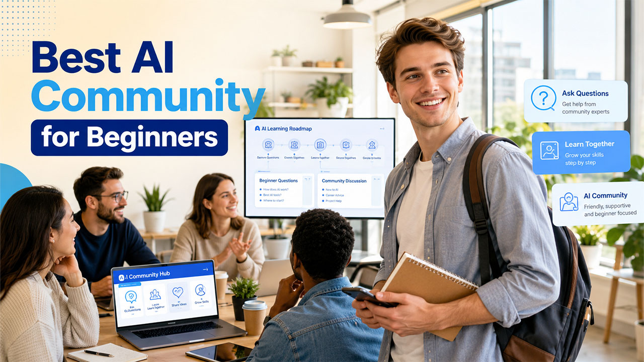 Beginner learning with an AI community through online discussions