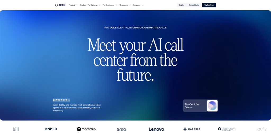 Retell AI voice agent for businesses handling inbound customer support calls and automated call management