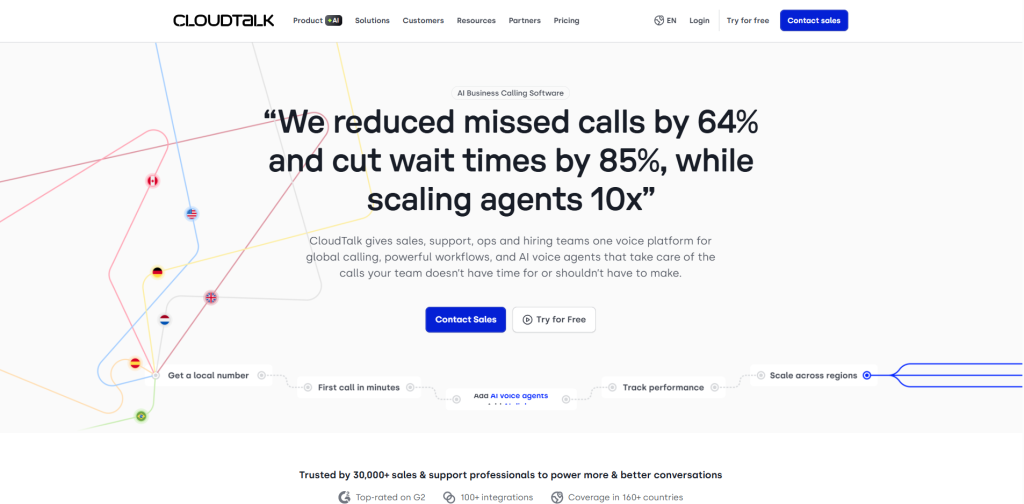 CloudTalk AI voice agent for business calling teams automating customer support, call routing, and CRM workflows