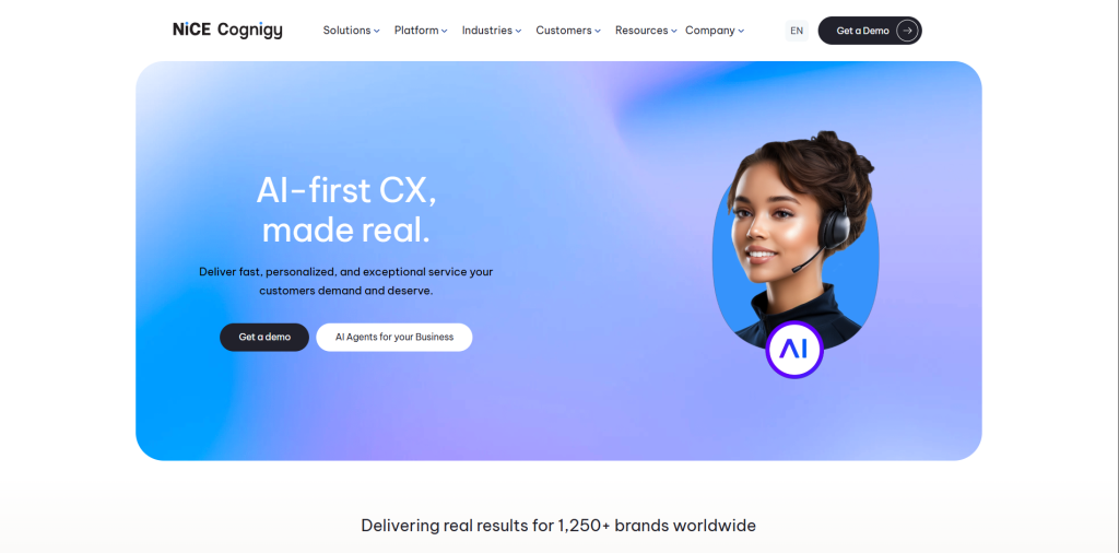 Cognigy AI voice agent platform for large enterprise contact centers with automated customer service and conversational AI