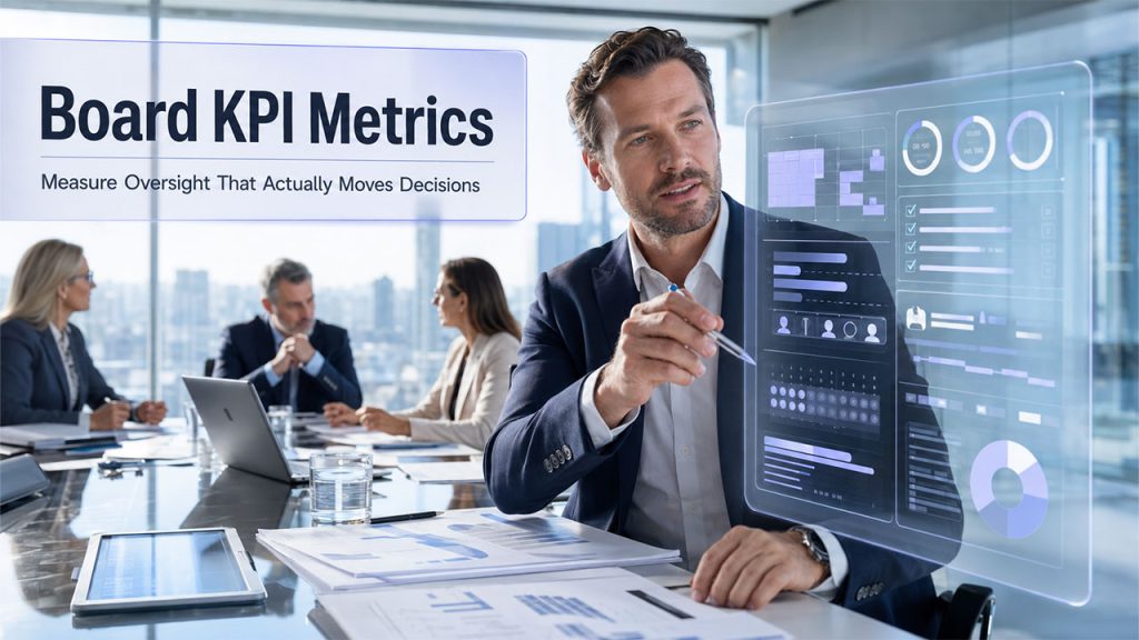 Metrics Worth Reporting in a Board Reporting Tool including attendance rates, decision cycle time, risk coverage, action item closure rates, and committee workload tracking.
