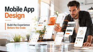 Mobile app design wireframes and UI prototypes created before mobile app development to improve user experience and streamline development.