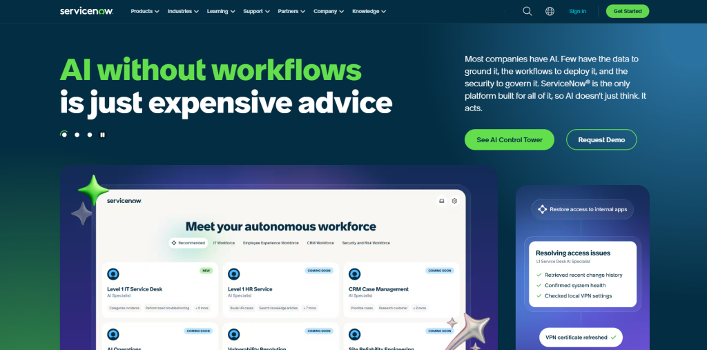 ServiceNow Integrated Risk Management platform connecting IT workflows, risk management, compliance processes, and enterprise governance in a unified system.