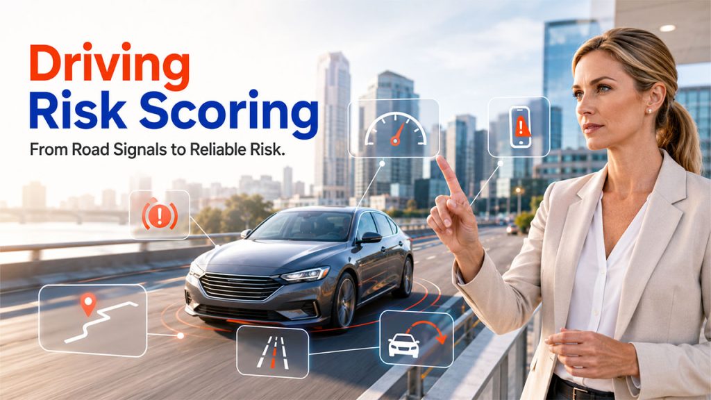 Driver behavior analytics in telematics data integration for insurance showing real-time monitoring of braking, speeding, cornering, and driving patterns for risk assessment.