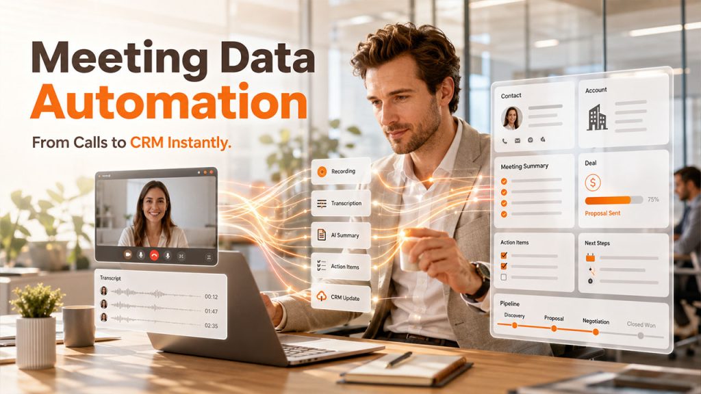 CRM meeting tools automatically syncing meeting summaries and action items to the CRM