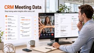 CRM meeting tools automatically capturing meeting notes and updating sales data in the CRM