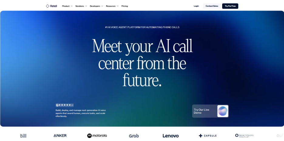 Retell AI: Best for developer-friendly, low-latency voice agent building