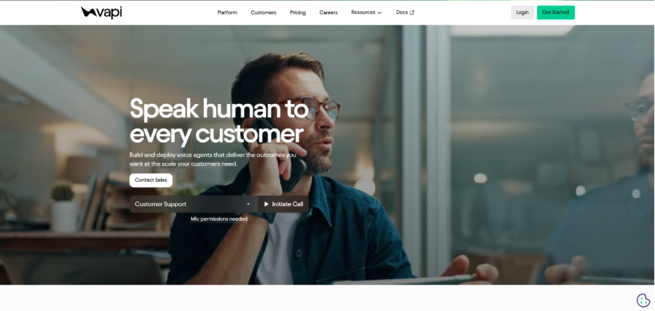 Vapi: Best for highly customizable voice workflows with developer control
