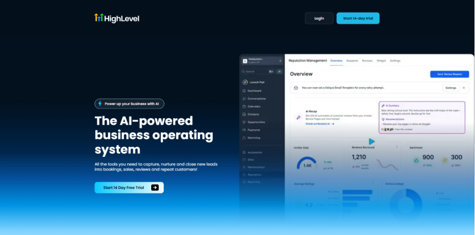 GoHighLevel: Best for CRM-embedded voice AI in marketing and service businesses