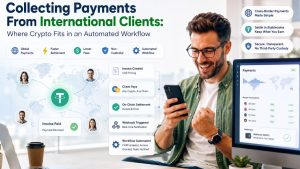 International client payments using crypto with automated payment workflow, on-chain settlement, CRM integration, and secure global invoicing.