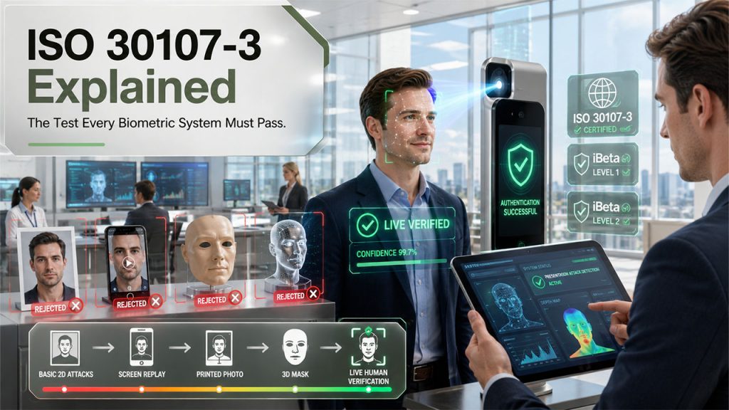 ISO 30107-3 presentation attack detection (PAD) levels used to evaluate liveness detection systems against biometric spoofing attacks.