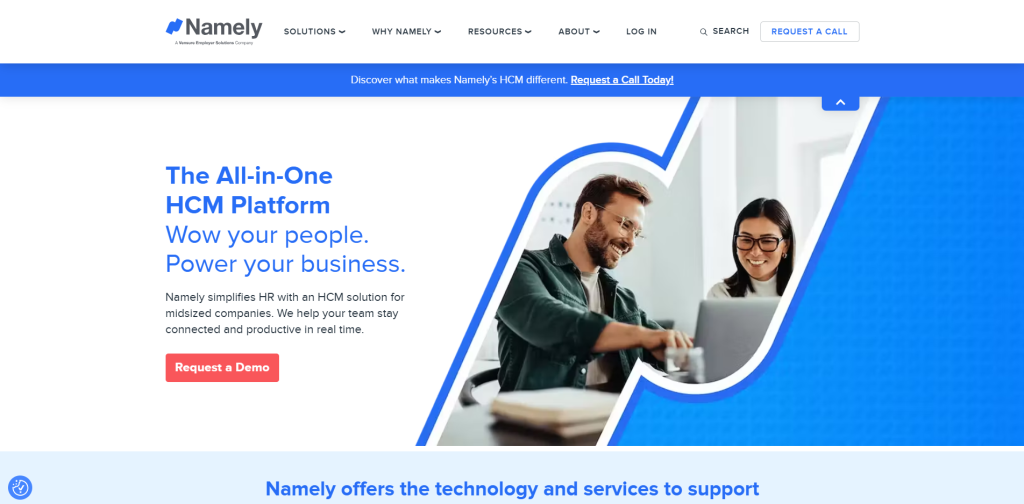 Namely user-friendly HRIS software interface for payroll, employee engagement, benefits, and HR management