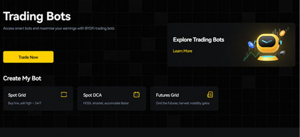 Comparison of Spot Grid, Futures Grid, Spot DCA, and Bot Marketplace for different crypto market conditions