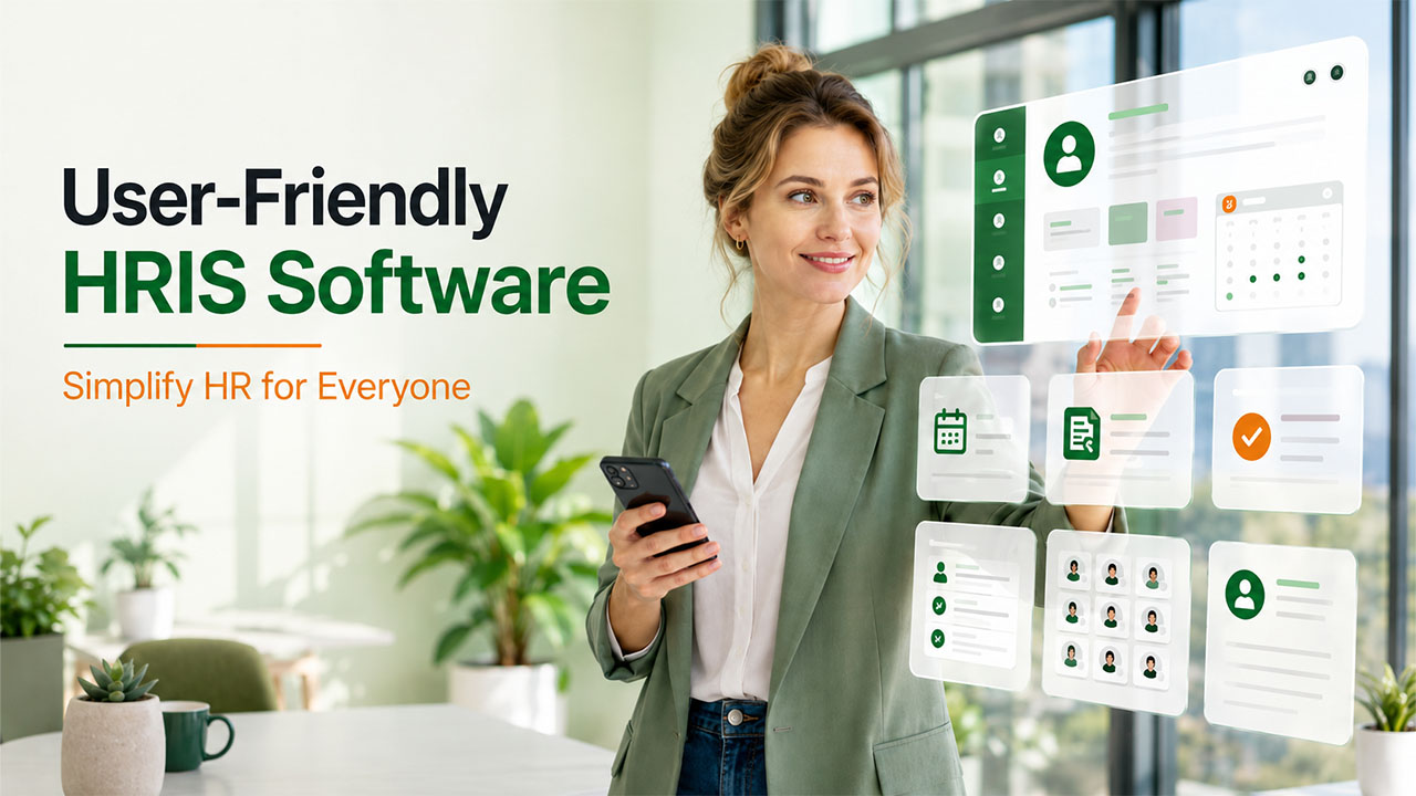 User-Friendly HRIS Software dashboard helping HR teams manage employee records, payroll, leave, and self-service