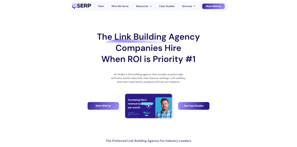 uSERP link building agency offering high-authority backlink building, AEO, and content marketing services.